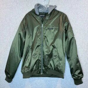 Members Only Mens Jacket Size Large Nylon Lined Military Olive Green Zip Coat